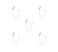 5 set of Music Note Brooch Badge Decor Rhinestone Brooch for Sweater Shirt Gift Silvery 2.8 cm