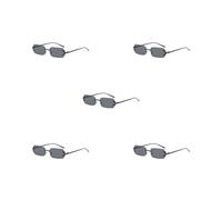 5 set of Rectangle Rimless Sunglasses Colored Lens Decorative Cosplay Work Hip Hop Black, 14x3.4x13.8cm