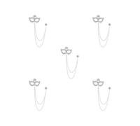 5 set of Shiny Flower Pin Brooch for Men Vintage Style Breastpin Hanging Chain Brooch Silvery