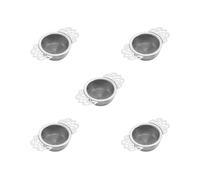 5 Set Reusable Fine Mesh Tea Filter with Drip Bowl Tea Infuser for Spice Seasoning Argent