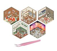 5 Sets 3D Stickers, Sticker Therapy Adults, DIY 3D House Stickers, Fun DIY Stickers Scene Create Your Own Laundry Shop, Marketplace, Bakery, Study, Convenience Store, Relieve Anxiety