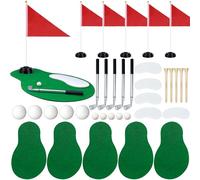 5 Sets 40 PCS Golf Centerpieces Table Decorations with Green Mats Ball Red Flag Plastic Flag Stand for Sport Themed Birthday Party Decor