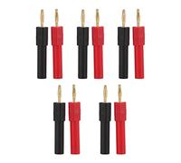5 Sets Banana Plug Adapter Coupler Banana Socket 2mm Male to 4mm Female Red Black for Electronic Instruments