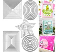 5 Sets Basic Nesting Dies for Card Making,5 Different Shapes of Cutting Dies Stencil Metal Template Molds Squares,Rectangles,Stars,Circles,Ovals Embossing Tools for Scrapbook,Album Paper DIY Crafts