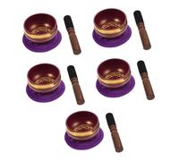 5 Sets Buddha Sound Bowl Meditation Ring Cushion Multi-function Singing Bowl Buddha Accessory Decorative Sound Bowl Exquisite Buddhism Bowl Chakra Bowls Yoga Bowl Fine Wood Purple