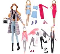 5 Sets Clothing Dresses Skirt Clothes Shoes Hat Windbreaker Long Sleeve Overcoat Clothes and Accessories for 29 cm Doll Accessories Gifts for 11.5 Inch Doll Gift for Children