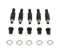 5 Sets Dc Power Connector Kit With Male And Female Socket Panel Mount For 12v Systems Featuring 5.5mm By 2.5mm Dimensions For Easy Cable Repair And Custom Length Creation In Electrical Projects