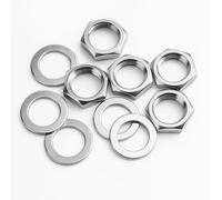 5 Sets Jack Socket Nut with Washer, 3/8" Silver Guitar Input Output Jack Socket Nuts and Washers Hex Nuts Durable Stainless Steel Guitars Bass Hardware Replacement Parts Kit for Electric Guitar Bass