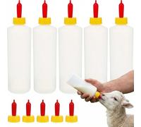 5 Sets Lamb Feeding Bottle 400ml, Livestock Nursing Feeder, Durable Plastic Milk Bottles for Baby Sheep, Goats, Puppy, Kitten, Dog, Farm Lambing Supplies, Extra 5pcs Milk Drink Nipples