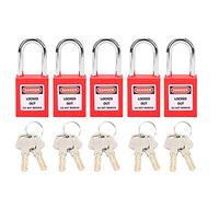 5 Sets of 38 Mm Insulated Loto Locks, Safety Engineering Padlocks, Suitable for Various Warehouses and Factories Logistics and Transportation (Red)