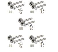 5 Sets of Titan Style Modern Chrome Door Handles on Rose with Duo Finish Door Lever Latch Pack with Ball Bearing Hinges and Latches- Golden Grae