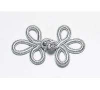 5 Sets/Pairs Hnad Stitches Frog Fasteners Chinese Buttons Knots Size 8.50 cm x 4.5 cm #S15 (Metallic Silver)