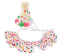 5 Sets PET Birthday Hat Scarf Set with Colorful Dot Lace Collar | Felt and Tulle Materials, Reusable Adjustable Sizing, Festive Photos, Holidays, Meals and Outings