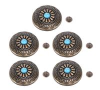 5 Sets Round Decorative Buckles, Leather Decorative Rivets, Metal Screw Back Buttons, Turquoise Round Buttons