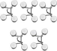 5 Sets Waist Tightener Clips - Waistband Tightener Buttons - No-Sew Adjustable Clips for Jeans & Loose Pants - Reusable Metal Waist Adjusters (Silver)