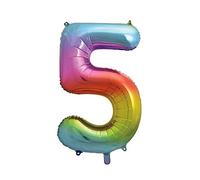 5-Shaped Rainbow Foil Balloon (86cm) - Perfect for Celebrations, Party Decor, Birthday, And More - 1 Pc