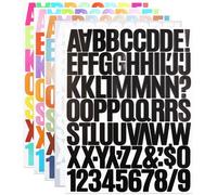 5 Sheets 1.5 Inch Letter Number Stickers,360 Pieces Self-Adhesive Alphabet Letters Sticker Decals for Scrapbook Water Bottle Mailbox Notice Board Truck - Black,White,Colourful