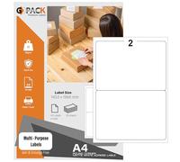 5 Sheets - 2 Stickers Per Sheet, A4 White Sticky Label, Address Label 143,5 x 199,6 mm, Printable Sticker Paper Compatible with Inkjet & Laser Printers, Quick Dry