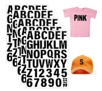 5 Sheets 215 Pieces Iron on Letters and Numbers for Clothing, 2 Inch Heat Transfer Vinyl A-Z Alphabets 0-9 Numbers, PU Stickers for Ironing (Black)