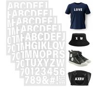 5 Sheets 250 Pcs Iron on Letters and Numbers for Clothing,Vinyl Heat Transfers Letters A-Z and 0-9 Iron on Patches Iron on Letters for Fabric Iron on Decals for DIY Craft Supplies T-Shirt (White)