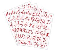 5 Sheets 280 Pieces Iron On Letters for Clothing, 1 Inch Red Heat Transfer Vinyl Letter Patches, Iron On Cursive Upper & Lowercase Alphabets Decals with A-Z for Backpack,Jerseys,Fabric T-Shirts DIY