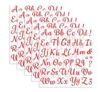 5 Sheets 285 Pieces Iron On Letters for Clothing, 1 Inch Red Heat Transfer Vinyl Letter Patches, Iron On Cursive Upper & Lowercase Alphabets Decals with A-Z for Backpack,Jerseys,Fabric T-Shirts DIY