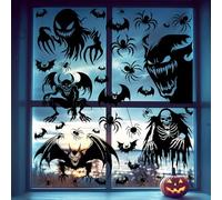 5 Sheets 37 Pcs Giant Spooky Halloween Window Clings Scary Monster Window Decal Stickers for Halloween Decoration Supply