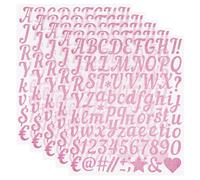 5 Sheets/435 Pieces Glitter Letter Stickers, 1 Inch Pink Vinyl Letter Stickers Self Adhesive Alphabet and Number Sticker for Scrapbooking DIY Crafts Classroom Decor Graduation Cap Decoration