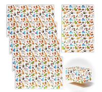 5 Sheets Animal Wrapping Paper, Premium Coated Art Paper for Kids' Birthdays with Jungle Wildlife Patterns, Durable Party Decoration, Vibrant Design