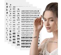 5 Sheets Black Letters Temporary Tattoos, Alphabet Temporary Tattoos, Waterproof Fake Stickers, Assorted Black Letter Tattoos for Body Art Men Women Face Neck Arm Decorations