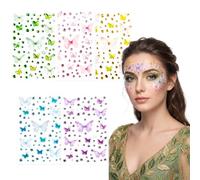 5 Sheets Butterfly Gem Stickers 3D Self Adhesive Face Gems for Women | Butterfly Rhinestones Sticker, 5 vibrant colors, Multi scenario application for Festival Makeup, Nail, Laptop, Cup Decoration