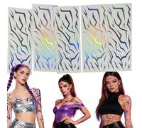 5 Sheets Fantasy Dem0n Lightning Temporary Tattoos, Waterproof Laser Lightning Pattern Tattoo Stickers, Korean Pop Singer Cosplay Props Tattoos for Halloween Festival Party Hunter Cosplay Adults