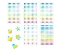 5 Sheets Holographic Star Stickers, Self-Adhesive Mini Heart-Shaped Stickers, Holographic Shiny Circular Square Sticker for Classroom Rewards School Opening Gifts Scrapbook and packaging A6QXXXTZ