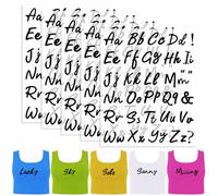 5 Sheets Iron On Letters for Clothing, 1 Inch Black Heat Transfer Vinyl Letters, Iron On Handwritten-Style Upper & Lowercase Alphabets Decals with A-Z for Backpack，Jerseys，Fabric T-Shirts DIY