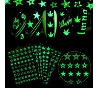 5 Sheets Nail Stickers Nail Art Self-Adhesive Glow in The Dark Nail Designs Nail Decals Butterfly Star English Alphabet Number Cannabis Marijuana Design Stripe Fluorescent Decoration Nail Supply