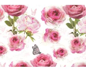 5 Sheets of Girls Rose and Butterfly Wrapping Paper - 50 x 70cm