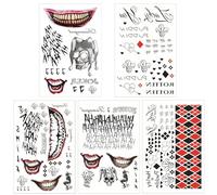 5 Sheets Tattoo Joker Tattoos, Halloween Joker Tattoo, Joker Tattoos Temporary, Joker Temporary Tattoos, For Role Play, Halloween Night, Mardi Gras and Horror Nights