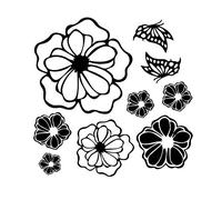 5 Sheets White Flower Wall Stickers, DIY Butterfly Wall Decals Art for Bedroom Sofa Background, Different Sizes and Shapes Stickers, Offices Living Room Classroom Home Decoration (Black Flower)