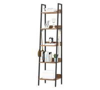 5-Shelf Bookcase Industrial Shelves With 4 Hooks Mdf And Metal 40X36X170Cm