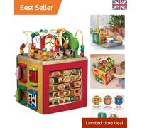 5-Sided Fun Wooden Activity Cube - Stimulating Toy for Early Learning & Play