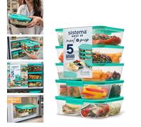 5 Sistema Nest It Meal Prep 1.9L Food Storage Boxes Freezer Microwave Safe BPA