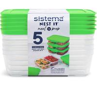 5 Sistema Nest It Meal Prep 2 Compartments Airtight Food Storage Container 870ml