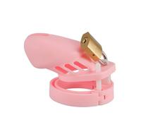 5 Size Rings Small Chastity Cage Male Sex Toys Small Or Standard Men's Chastity Device Cock Cage with Brass Lock Locking Exercise Male Penis Pink Short