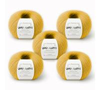 5 Skeins, Silk Mohair Luxury Yarns, Premium and Soft Blend for Knitting and Crocheting, Made in Italy (Yellow - 14531, 5)