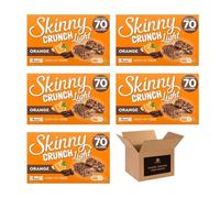 5 × Skinny Crunch Snack Bars - Less Than 90 Calories | High Fibre Cereal Bars Milk Chocolate Flavoured Coating | Snacks for Kids and Adults | Sweet Treat Gifts (Pack 5(25-Bars), Orange)