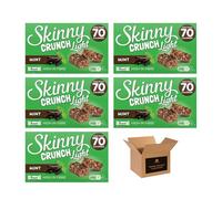 5 × Skinny Crunch Snack Bars - Less Than 90 Calories | High Fibre Cereal Bars Milk Chocolate Flavoured Coating | Snacks for Kids and Adults | Sweet Treat Gifts (Pack 5(25-Bars), Light Mint)