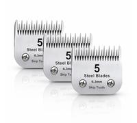 5 Skip Tooth Detachable Pet Dog Grooming Steel Blades,Compatible with Andis,Oster A5,Wahl KM10 Series Clippers,Cut Length 1/4-Inch (6.3mm) 3 Pack