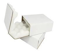 5 SMALL WHITE CARDBOARD SHELL & SLIDE PACKAGING BOXES WITH 20mm THICK PROTECTIVE FOAM INSULATION LINED PADDING - SIZE 11x7x2" 279x181x51mm PACKING MAILING SHIPPING POSTAGE POSTAL PROTECTIVE CARTONS