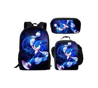 (5) Sonic 3 Piece School Bag Lunch Bag Pencil Case Kids Set