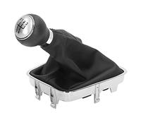 5 - Speed Gear Shift Knob Boot Set, PVC Leather Gear Shifter Gaiter Kit, Ergonomic Shift Lever Knob Cover with Painted Reverse Indicator, for Manual Transmission Cars (Silver Cap)